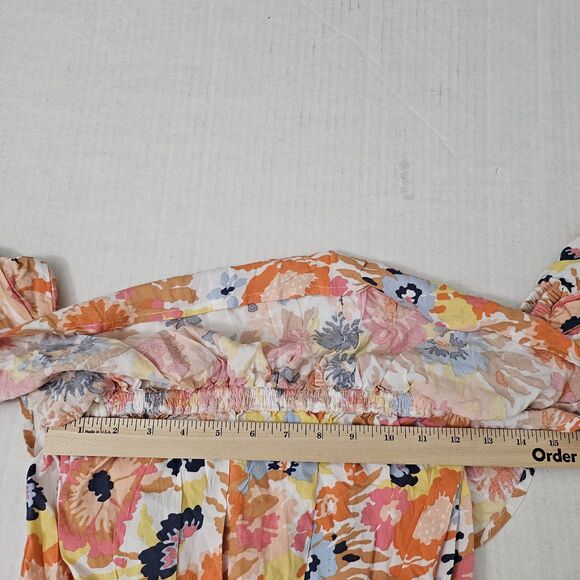 Roxy Another Day Printed Romper Dress Small Off Shoulder Floral Escape Beach - Picture 9 of 10